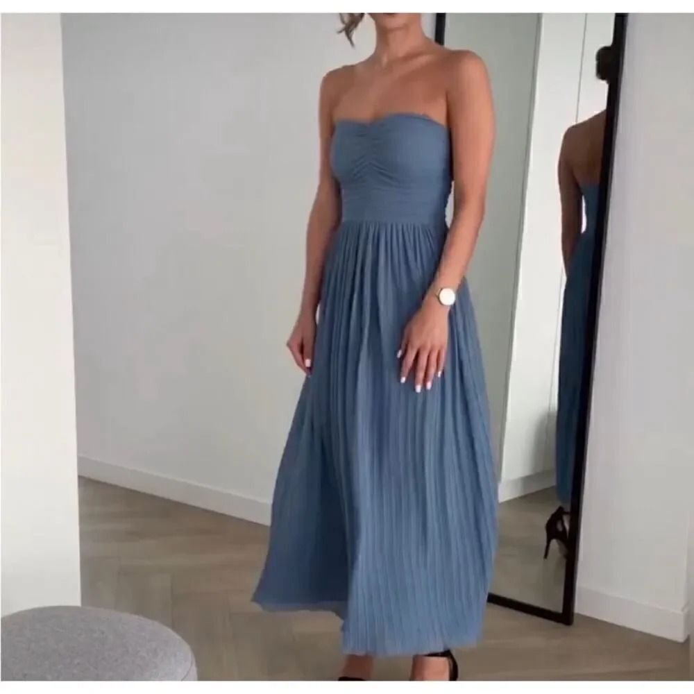 ZARA PLEATED MIDI DRESS - Picture 4 of 14